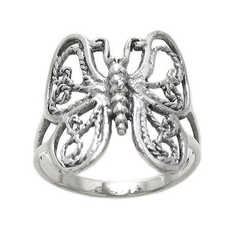 Beautifully detailed butterfly ring. Wholesale sterling silver rings. Main photo.