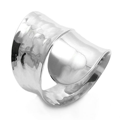 Large Sterling Silver Ladies' Hammered & Polished Wrap Band Ring