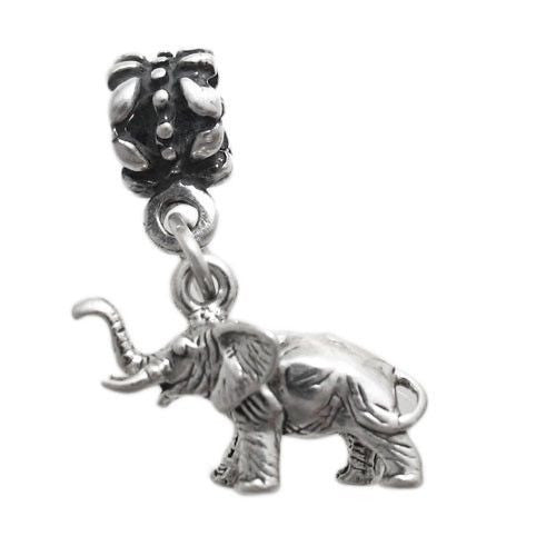 Elephant Euro Bead Charm in 3D Sterling Silver.