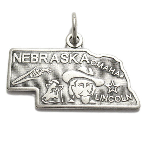 Nebraska State Charm in Sterling Silver