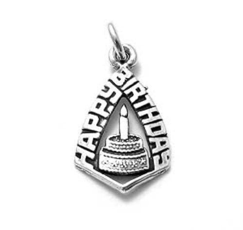 "Happy Birthday" Banner and Cake Charm. Sterling Silver