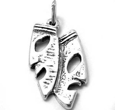 Comedy & Tragedy Theater Charm. Sterling Silver