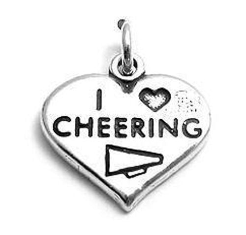 "I Love ❤ Cheering" Heart Charm in Sterling Silver