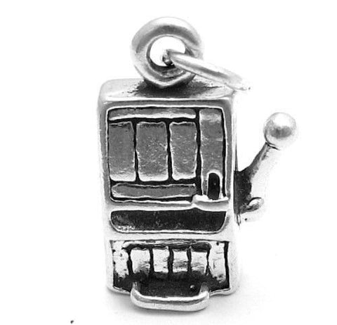 Slot Machine Charm in 3D. Sterling Silver