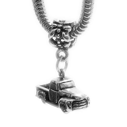 Pick-Up Truck Charm with Euro Bead in Sterling Silver