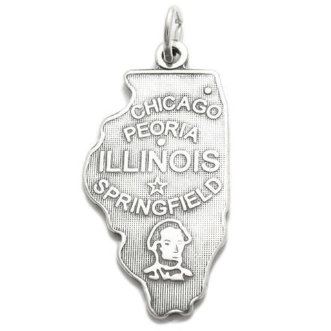 Illinois State Charm in Sterling Silver