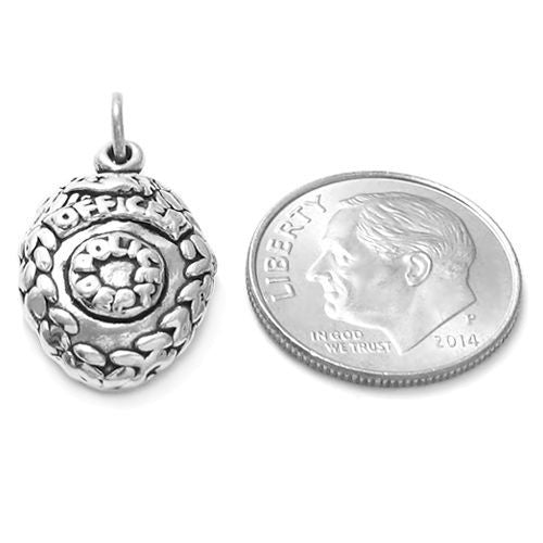 Police Shield with Laurels Charm in Sterling Silver
