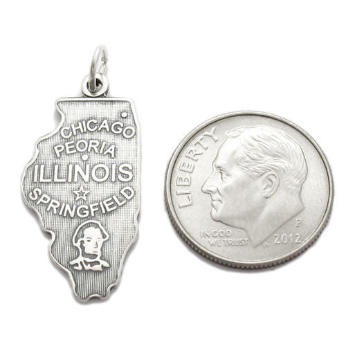 Illinois State Charm in Sterling Silver