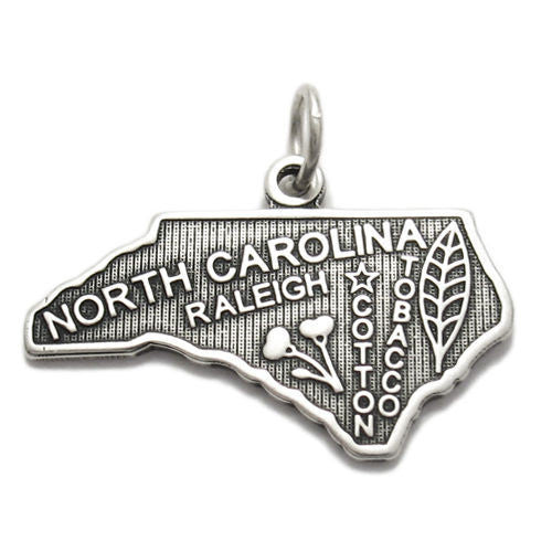 North Carolina State Charm in Sterling Silver