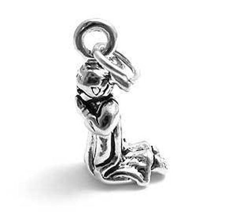 Young Girl in Prayer Charm in Sterling Silver