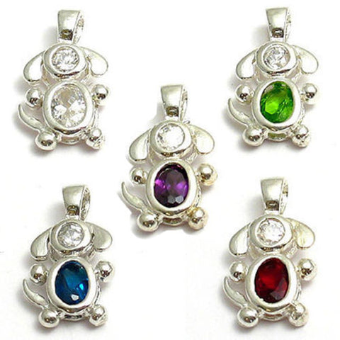 Colorful birthstone charms of an adorable long eared puppy dog. Wholesale Sterling Silver Charms. Main photo.