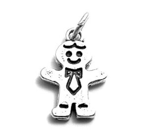 Gingerbread Man Charm in Sterling Silver