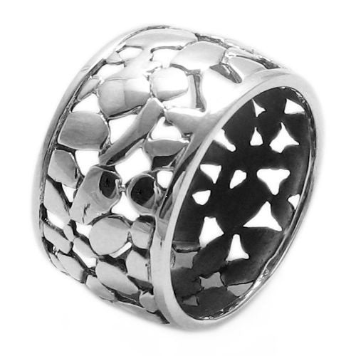 Marvelous band ring in a pebbles in stream motif. Wholesale sterling silver rings. Main photo.