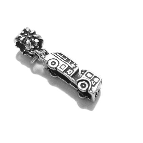 Firetruck Charm with Euro Bead. Sterling Silver