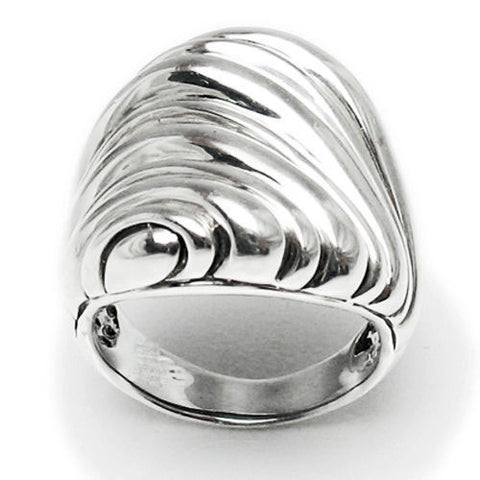 Diagonal wavy lines large shrimp ring. Wholesale sterling silver rings. Main photo.
