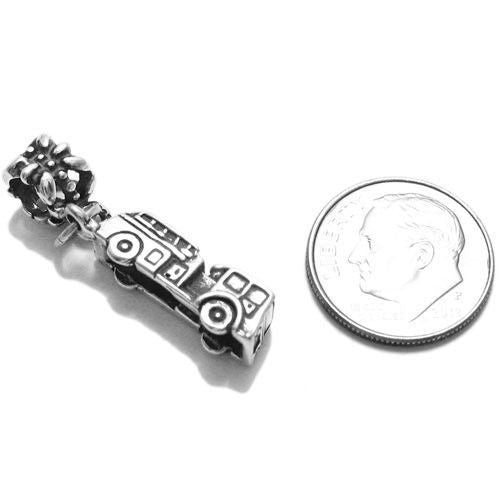 Firetruck Charm with Euro Bead. Sterling Silver