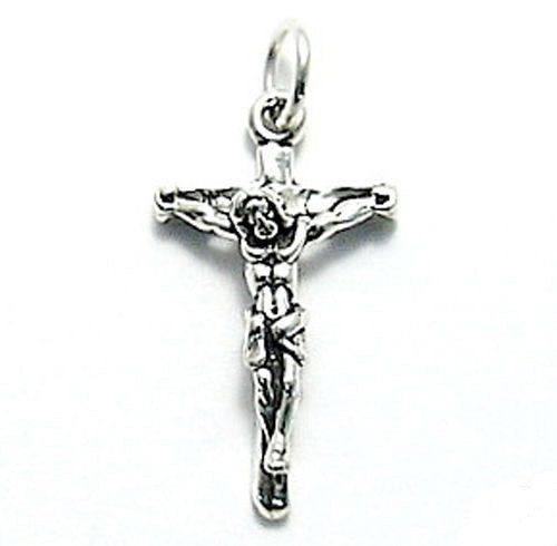Hanging Jesus Crucifix Charm in Sterling Silver