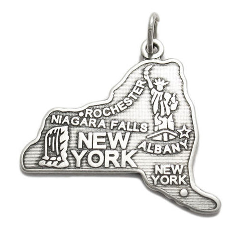 New York State Charm in Sterling Silver