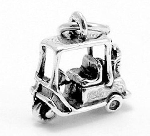 Motorized Golf Cart Charm in Sterling Silver