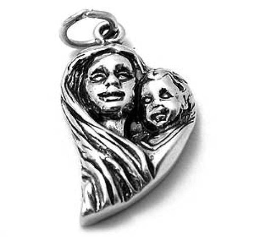 Mother and Child Charm. Sterling Silver