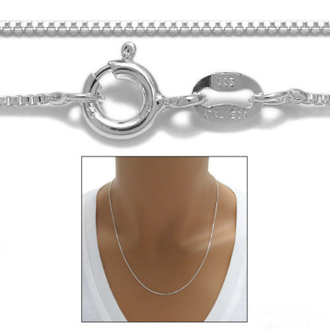 Sterling Silver Box Chain Necklace 0.80mm (Gauge 015). Available in 7 Lengths.