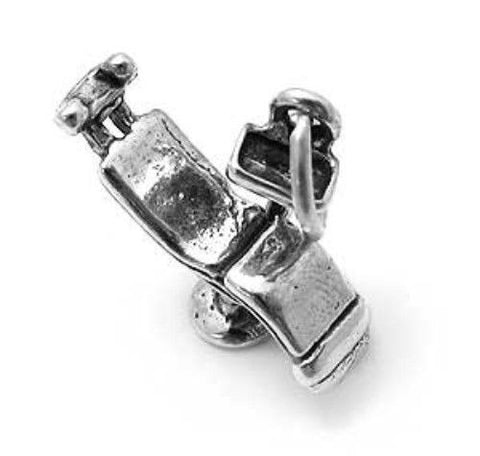 Dentist's Chair Charm in 3D. Sterling Silver