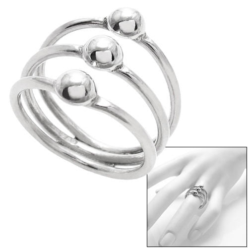 Triple Band Ring with Orb Accents. Wholesale sterling silver rings. Combo photo.