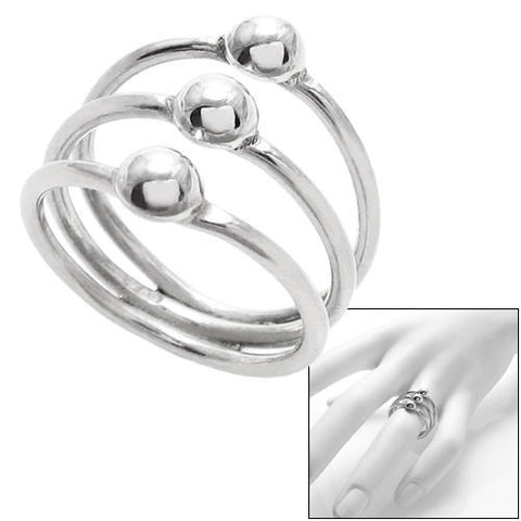 Triple Band Ring with Orb Accents. Wholesale sterling silver rings. Combo photo.