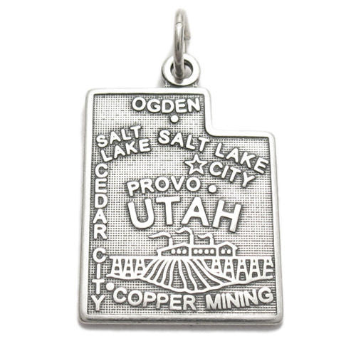 Utah State Charm in Sterling Silver