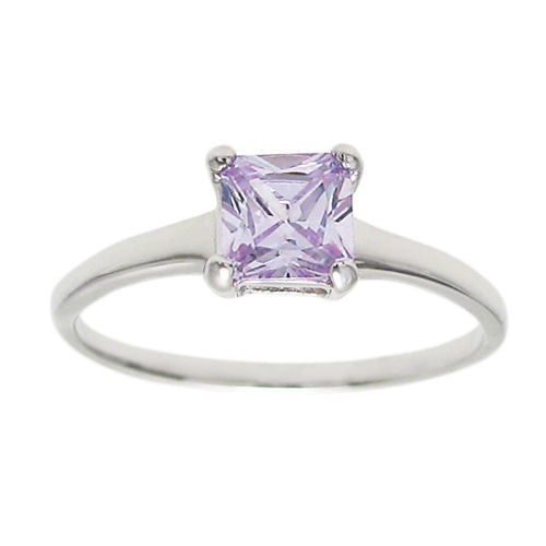 Classic Princess Cut 0.70 Ct. CZ Birthstone Ring. Wholesale sterling silver rings. June photo.