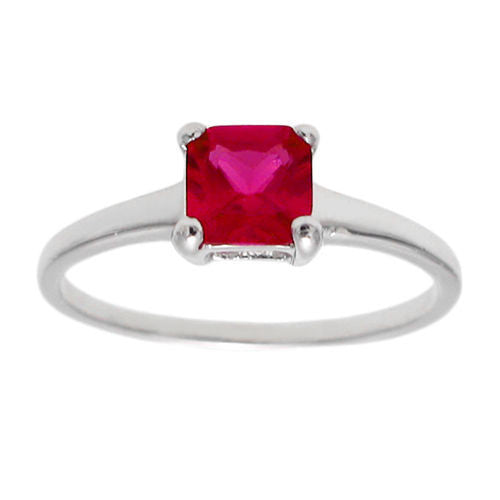 Classic Princess Cut 0.70 Ct. CZ Birthstone Ring. Wholesale sterling silver rings. July photo.