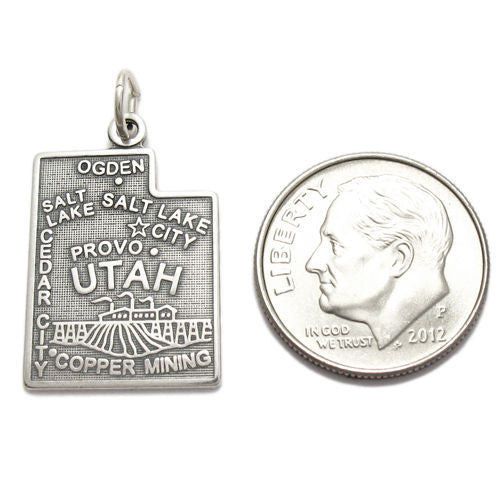 Utah State Charm in Sterling Silver