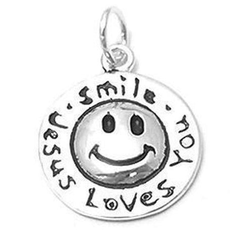 "Smile Jesus Loves You" Charm in Sterling Silver