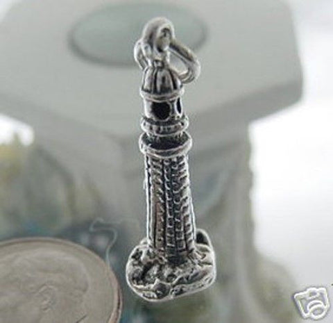 Majestic Lighthouse Charm in 3D. Sterling Silver