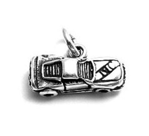 Stock Car Charm in 3D. Sterling Silver
