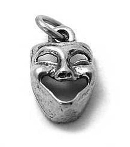 Comedy Mask Charm. Sterling Silver