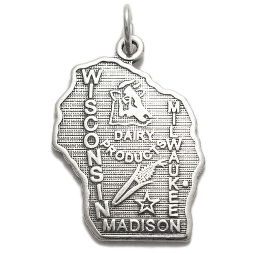 Wisconsin State Charm in Sterling Silver