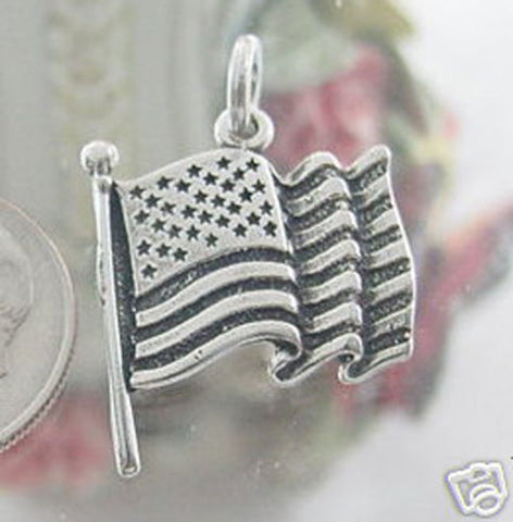 American Flag Charm in Sterling Silver