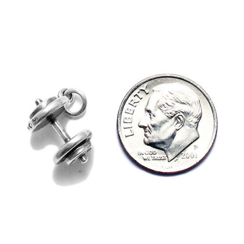 Dumbbell Charm. Sterling Silver