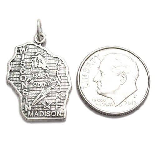 Wisconsin State Charm in Sterling Silver