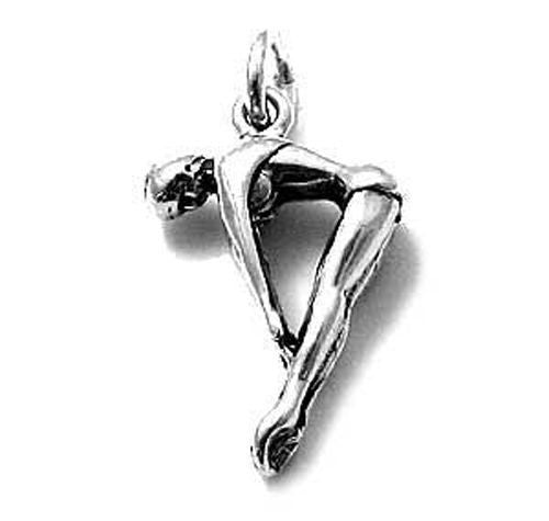 Female Diver Charm in 3D. Sterling Silver