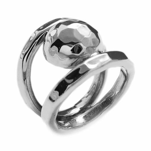 Dazzling Disco Ball Trapped Between Two Bands. Wholesale Sterling Silver Rings. Main photo.