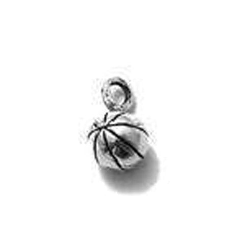 Basketball Charm in 3D. Sterling Silver