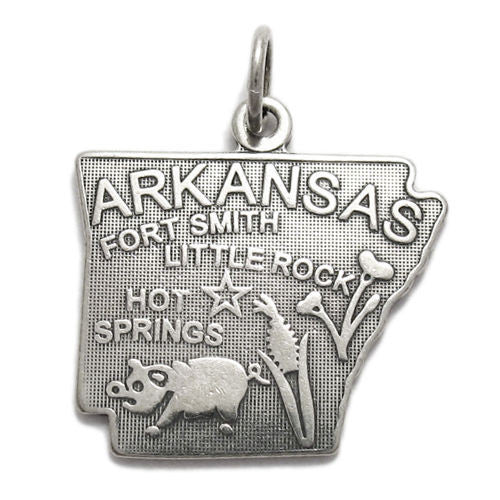 Arkansas State Charm in Sterling Silver
