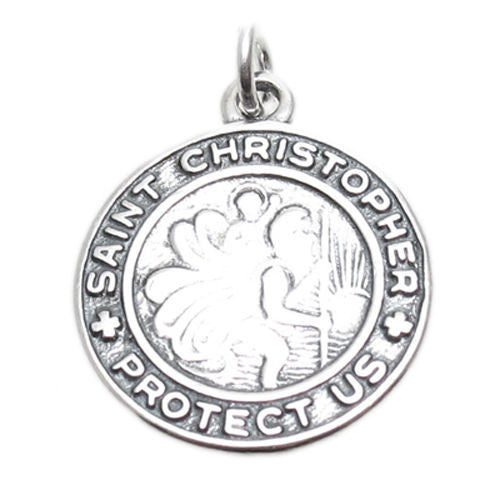 St. Christopher Medal in Artistic Detail. Sterling Silver