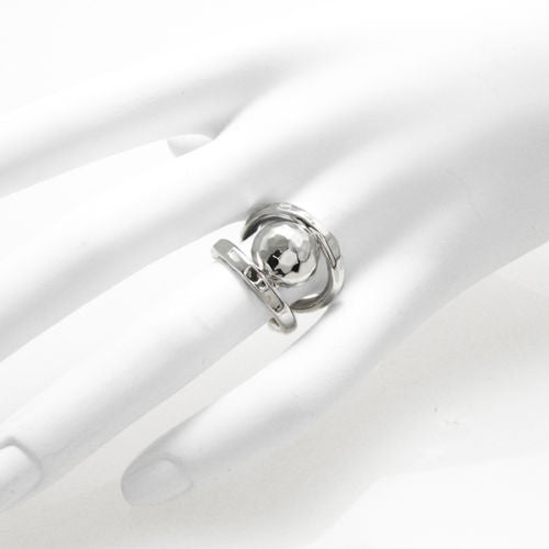 Dazzling Disco Ball Trapped Between Two Bands. Wholesale Sterling Silver Rings. On hand.