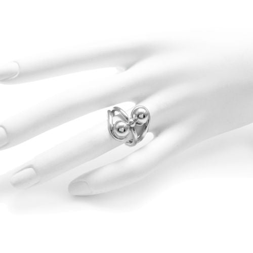 Two balls spinning in a whirlpool ladies' ring. Wholesale Sterling Silver Rings. On hand.