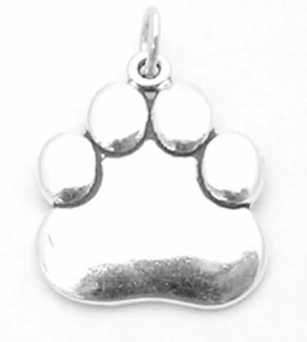 Polished Large Paw Print Charm. Sterling Silver