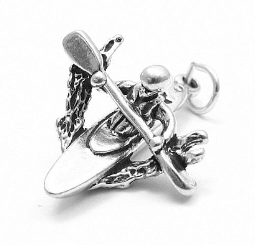 Kayaking Charm. Sterling Silver