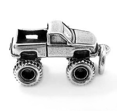 Monster Truck Charm. Sterling Silver